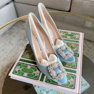 Manolo Blahnik Hangisi 105 Light Blue 37